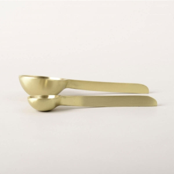 A large and a small brass spoon