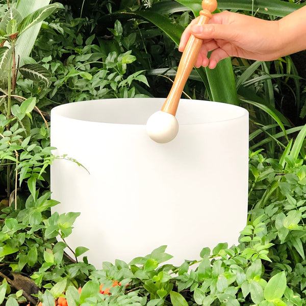 Sacral white crystal singing bowl australia