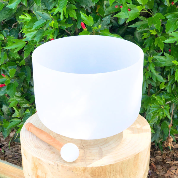 Solar Plexus white crystal singing bowl australia
