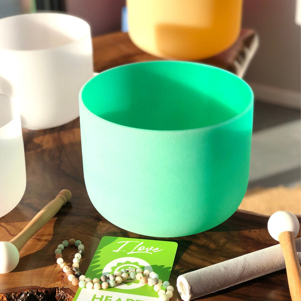 HEART CHAKRA 9' CRYSTAL SINGING BOWL (COLOUR)