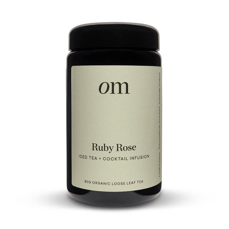 80g jar of Ruby Rose tea by Organic Merchant