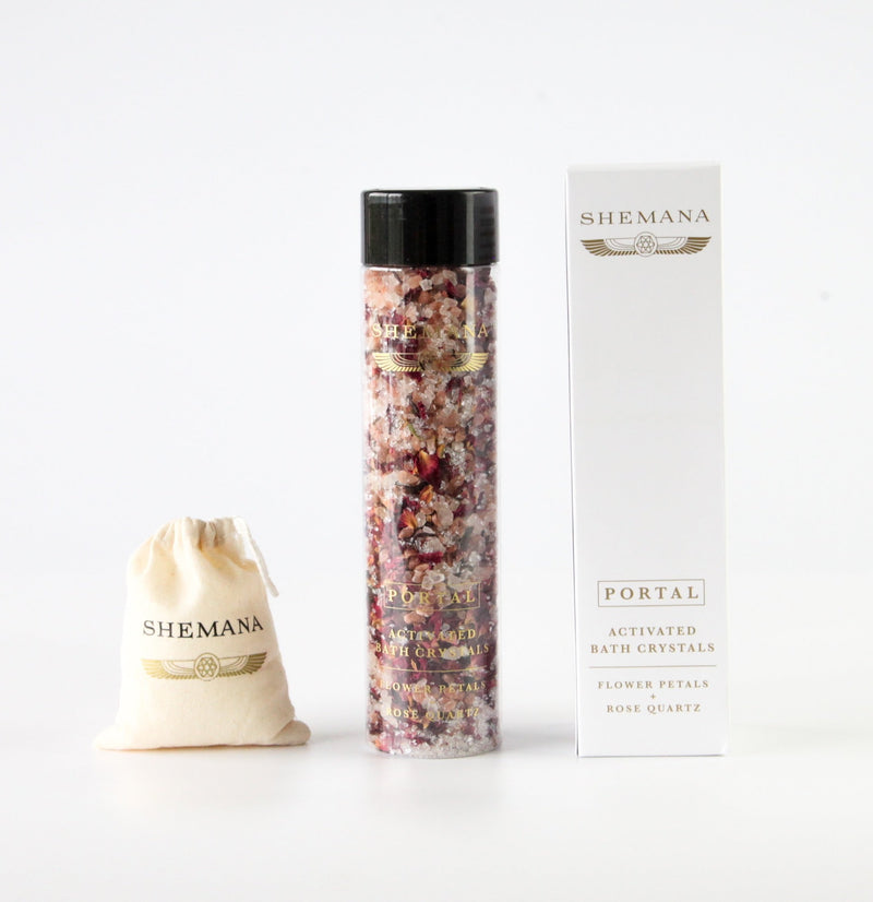 PORTAL - ACTIVATED BATH CRYSTALS - FLOWER PETALS  ROSE QUARTZ
